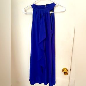 Adrianna Papell cobalt blue flowy/bodycon halter neck dress